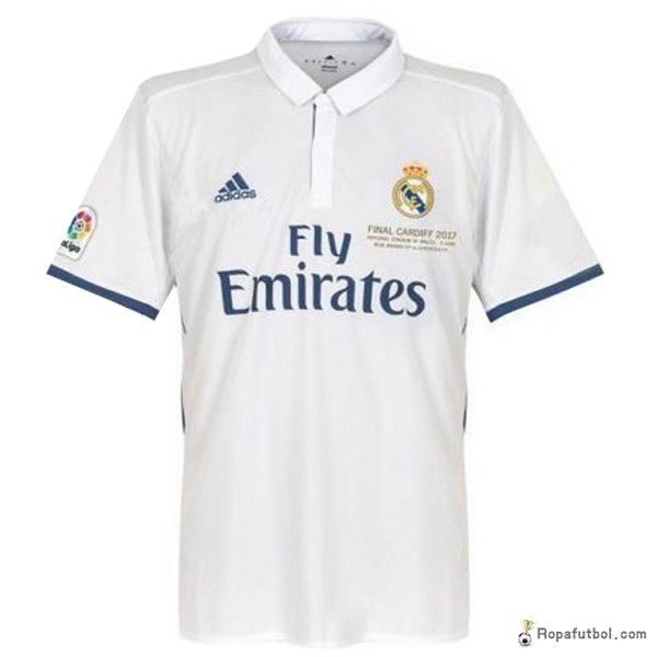 Camiseta Real Madrid Replica Primera Ropa Final Cardiff 2017 Blanco